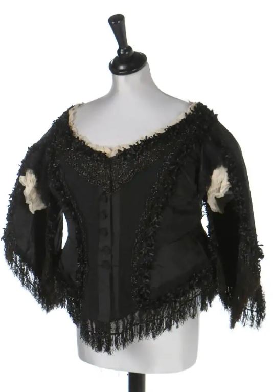 queen victoria mourning bodice 1875-1880 unusually dressy